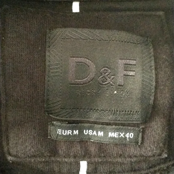 Denim & Flower black and white striped hoodie, kangaroo pocket - Picture 3 of 7